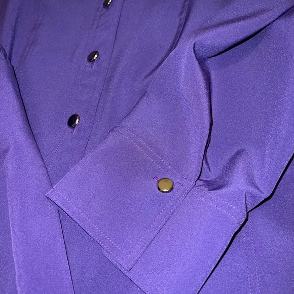 Sag Harbor Two Piece Vintage Set Purple Button Down Blouse and Pants Size 14 - Picture 9 of 12